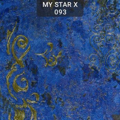 کاغذ دیواری نئوکلاسیک آبی طلایی