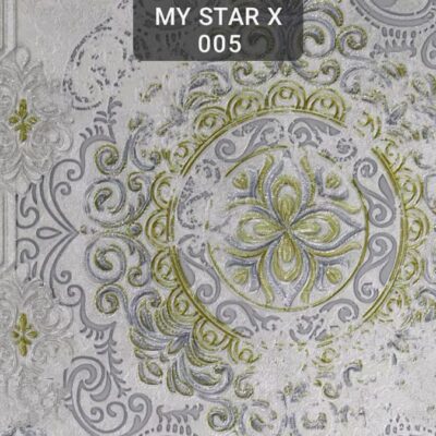 کاغذ دیواری داماسک نقره ای طلایی