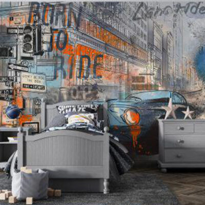 پوستر دیواری ماشین فروشگاه قلعه کاغذ دیواری