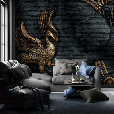 پوستر دیواری مجسمه فروشگاه قلعه کاغذ دیواری