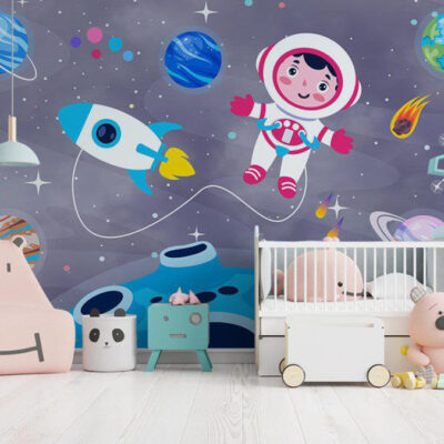 پوستر دیواری کودک کهکشان فروشگاه قلعه کاغذ دیواری