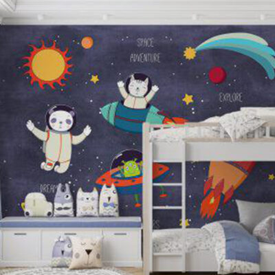 پوستر دیواری کودک کهکشان فروشگاه قلعه کاغذ دیواری