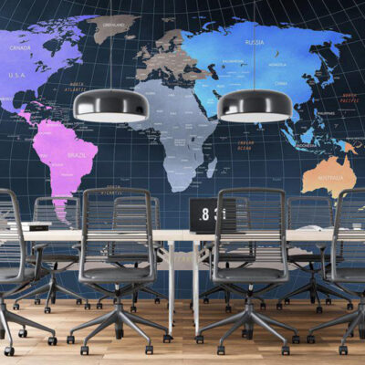 پوستر دیواری نقشه جهان فروشگاه قلعه کاغذ دیواری