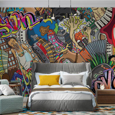 پوستر دیواری گرافیتی فروشگاه قلعه کاغذ دیواری