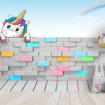 پوستر دیواری اسب تک شاخ فروشگاه قلعه کاغذ دیواری