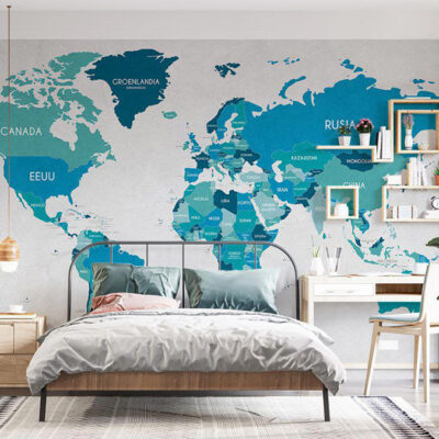 پوستر دیواری نقشه جهان فروشگاه قلعه کاغذ دیواری