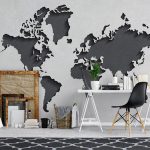 پوستر دیواری نقشه جهان فروشگاه قلعه کاغذ دیواری