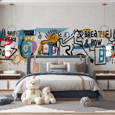 پوستر دیواری گرافیتی فروشگاه قلعه کاغذ دیواری