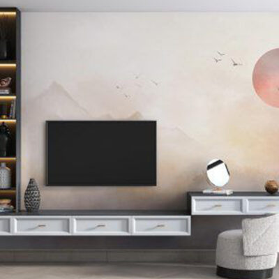 پوستر دیواری پشت تلویزیون فروشگاه قلعه کاغذ دیواری