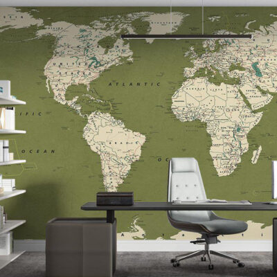 پوستر دیواری نقشه جهان فروشگاه قلعه کاغذ دیواری