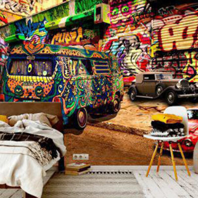 پوستر دیواری گرافیتی فروشگاه قلعه کاغذ دیواری