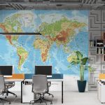 پوستر دیواری نقشه جهان فروشگاه قلعه کاغذ دیواری