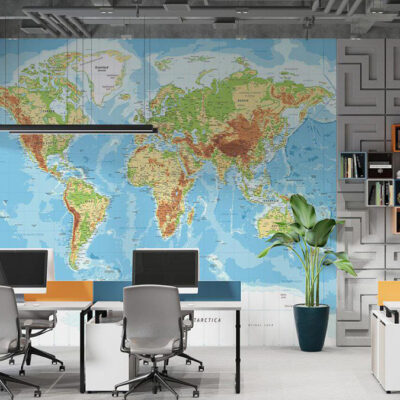 پوستر دیواری نقشه جهان فروشگاه قلعه کاغذ دیواری