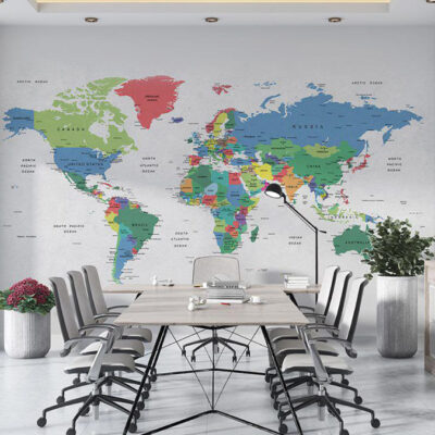 پوستر دیواری نقشه جهان فروشگاه قلعه کاغذ دیواری