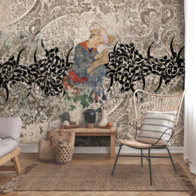 پوستر دیواری خط نستعلیق فروشگاه قلعه کاغذ دیواری