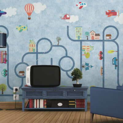 پوستر دیواری کودک فروشگاه قلعه کاغذ دیواری