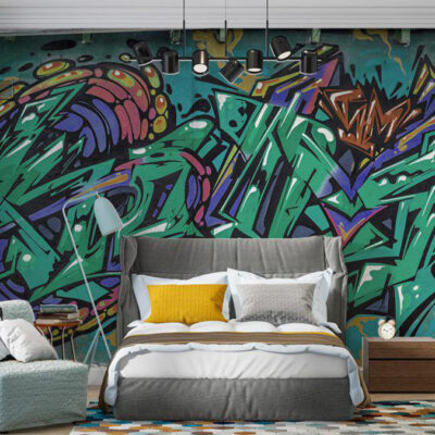 پوستر دیواری گرافیتی فروشگاه قلعه کاغذ دیواری