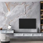 پوستر دیواری پشت تلویزیون فروشگاه قلعه کاغذ دیواری