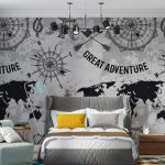 پوستر دیواری نقشه جهان فروشگاه قلعه کاغذ دیواری