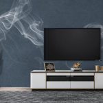 پوستر دیواری پشت تلویزیون فروشگاه قلعه کاغذ دیواری