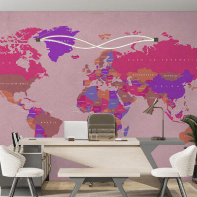 پوستر دیواری نقشه جهان فروشگاه قلعه کاغذ دیواری