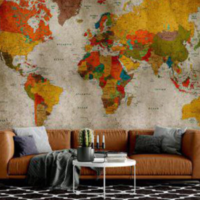 پوستر دیواری نقشه جهان فروشگاه قلعه کاغذ دیواری