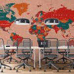 پوستر دیواری نقشه جهان فروشگاه قلعه کاغذ دیواری