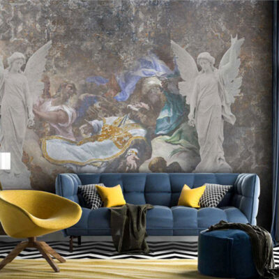 پوستر دیواری مجسمه فروشگاه قلعه کاغذ دیواری