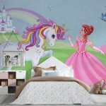 پوستر دیواری اسب تک شاخ فروشگاه قلعه کاغذ دیواری