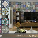 دیوار پوش طرح اسلیمی آنتیک دکوراسیون قلعه کاغذ دیواری