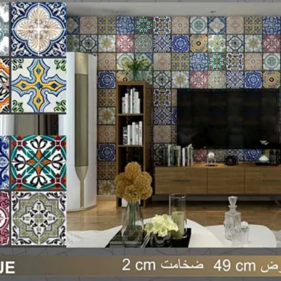 دیوار پوش طرح اسلیمی آنتیک دکوراسیون قلعه کاغذ دیواری