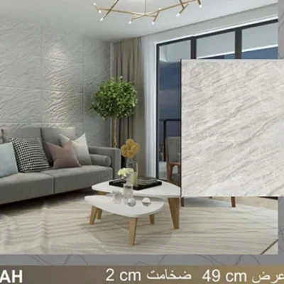 دیوار پوش طرح صخره سفید طوسی دکوراسیون قلعه کاغذ دیواری