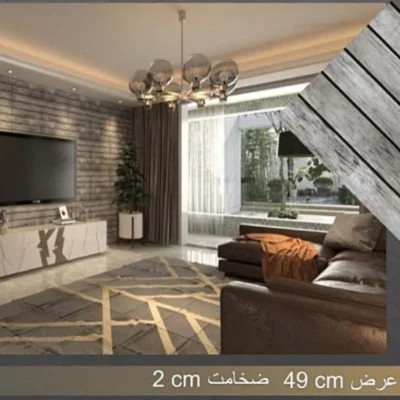 دیوار پوش طرح چوب الواری طوسی دکوراسیون قلعه کاغذ دیواری