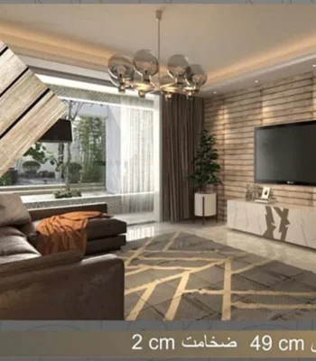 دیوار پوش طرح چوب الواری بژ دودی دکوراسیدن قلعه کاغذ دیواری