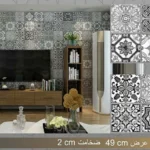 دیوار پوش طرح اسلیمی طوسی دکوراسیون قلعه کاغذ دیواری