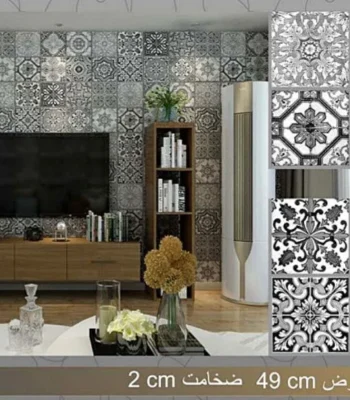 دیوار پوش طرح اسلیمی طوسی دکوراسیون قلعه کاغذ دیواری