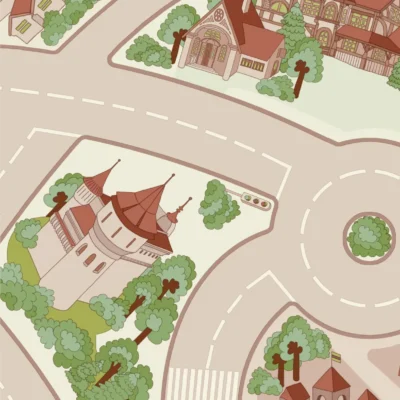 کفپوش رولی اتاق کودک گرابو دکوراسیون قلعه کاغذ دیواری