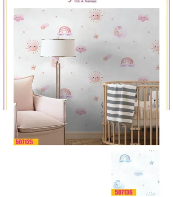 کاغذ دیواری دخترانه خورشید و رنگین کمان فانتزیا دکوراسیون قلعه کاغذ دیواری