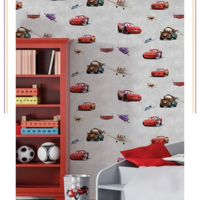 کاغذ دیواری کودک پسرانه ماشین فانتزیا دکوراسیون قلعه کاغذ دیواری