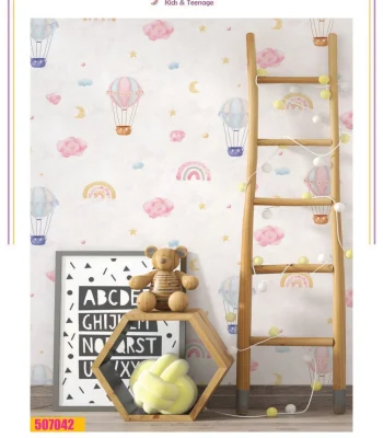 کاغذ دیواری کودک بالن و رنگین کمان فانتزیا دکوراسیون قلعه کاغذ دیواری