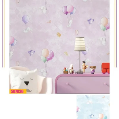 کاغذ دیواری اتاق کودک بادکنک فانتزیا دکوراسیون قلعه کاغذ دیواری