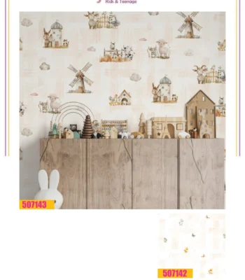 کاغذ دیواری کودکانه مزرعه فانتزیا دکوراسیون قلعه کاغذ دیواری