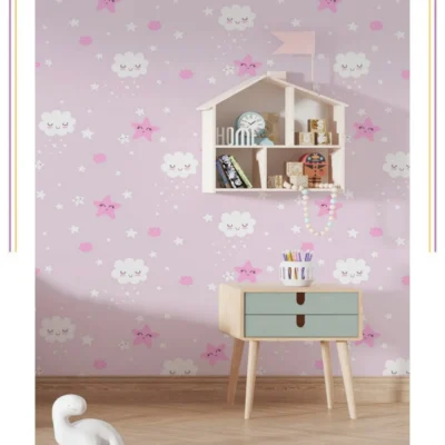 کاغذ دیواری کودک ستاره ابر دکوراسیون قلعه کاغذ دیواری