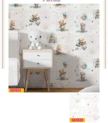 کاغذ دیواری اتاق کودک تدی و بادکنک فانتزیا دکوراسیون قلعه کاغذ دیواری