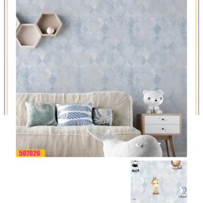 کاغذ دیواری کودک هندسی زرافه فانتزیا دکوراسیون قلعه کاغذ دیواری