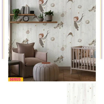 کاغذ دیواری کودک دختر بالدارفانتزیا دکوراسیون قلعه کاغذ دیواری