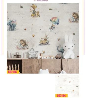 کاغذ دیواری کودک حیوانات فانتزیا دکوراسیون قلعه کاغذ دیواری