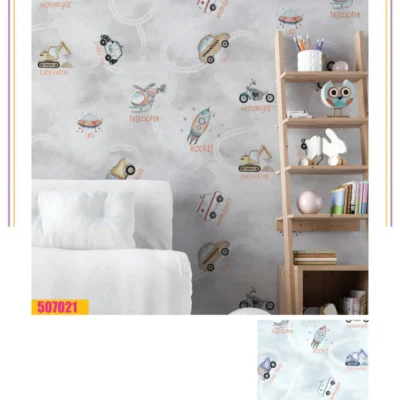 کاغذ دیواری کودک پسرانه ماشین فانتزیا دکوراسیون قلعه کاغذ دیواری