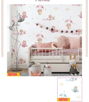 کاغذ دیواری کودک تدی و هواپیما دکوراسیون قلعه کاغذ دیواری