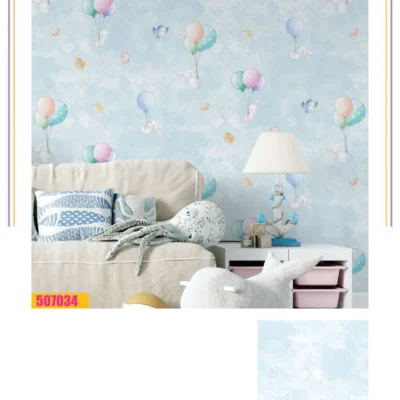 کاغذ دیواری کودک خرگوش و بادکنک فانتزیا دکوراسیون قلعه کاغذ دیواری